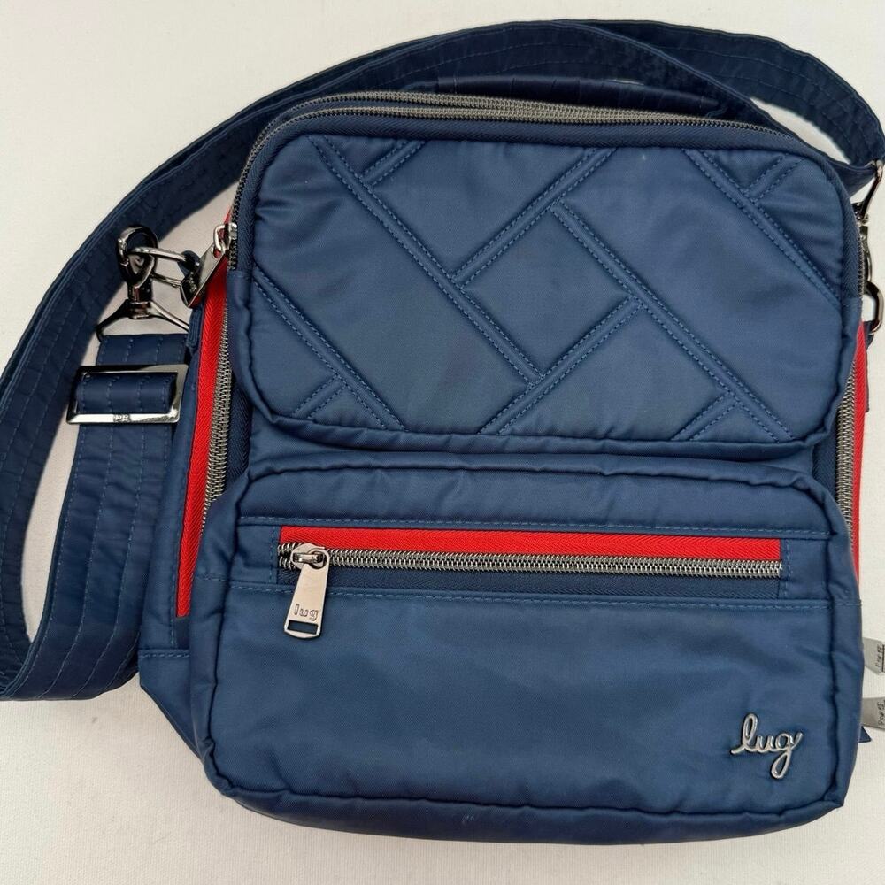 Lug Wrangler RFID Travel Crossbody Bag Navy Blue Organizer Purse